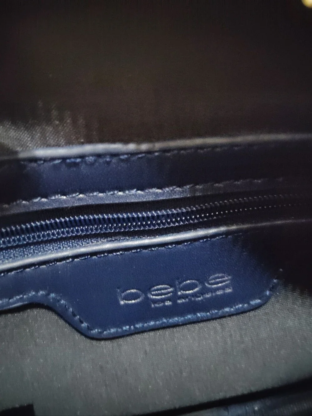 Bebe Sophia Quilted Canteen Navy Crossbody with Gold Hardware!